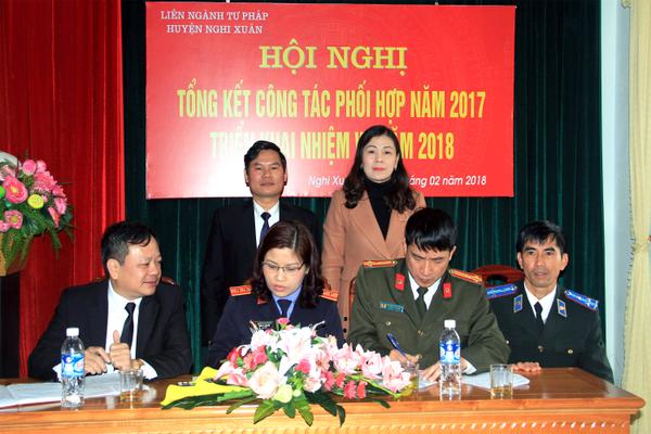 Liên ngành Tư pháp huyện Nghi Xuân tổng kết công tác phối hợp năm 2017