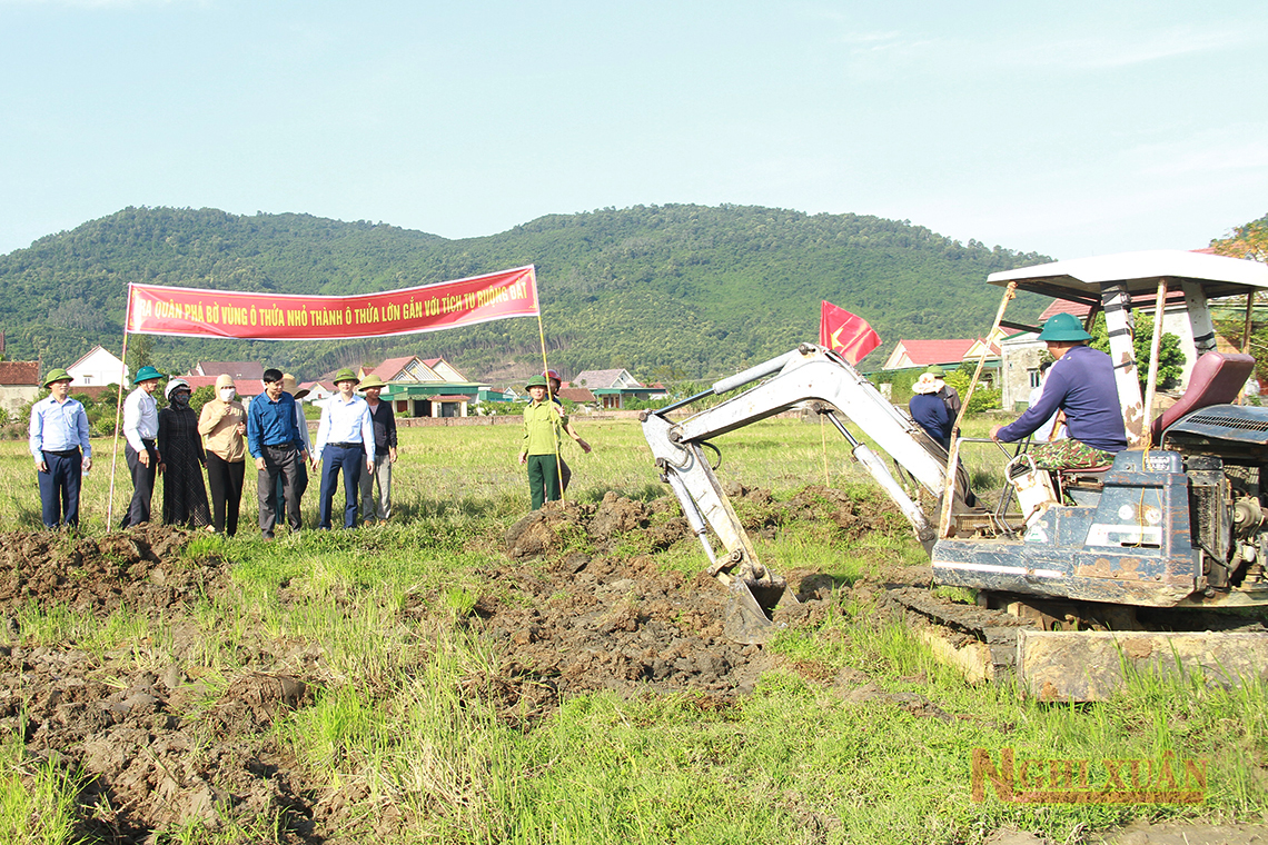 Cổ Đạm ra quân phá bờ vùng, ô thửa nhỏ thành ô thửa lớn trong sản xuất vụ xuân