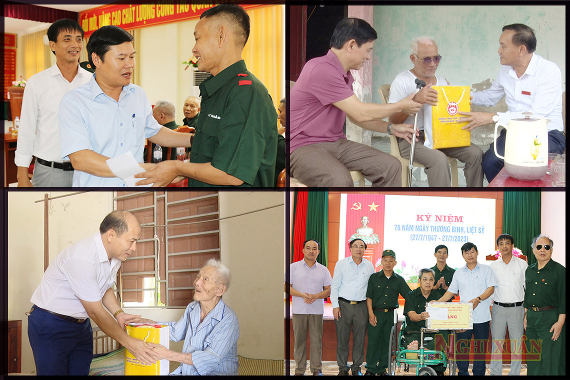 Lãnh đạo Nghi Xuân tặng quà các thương bệnh binh, gia đình chính sách